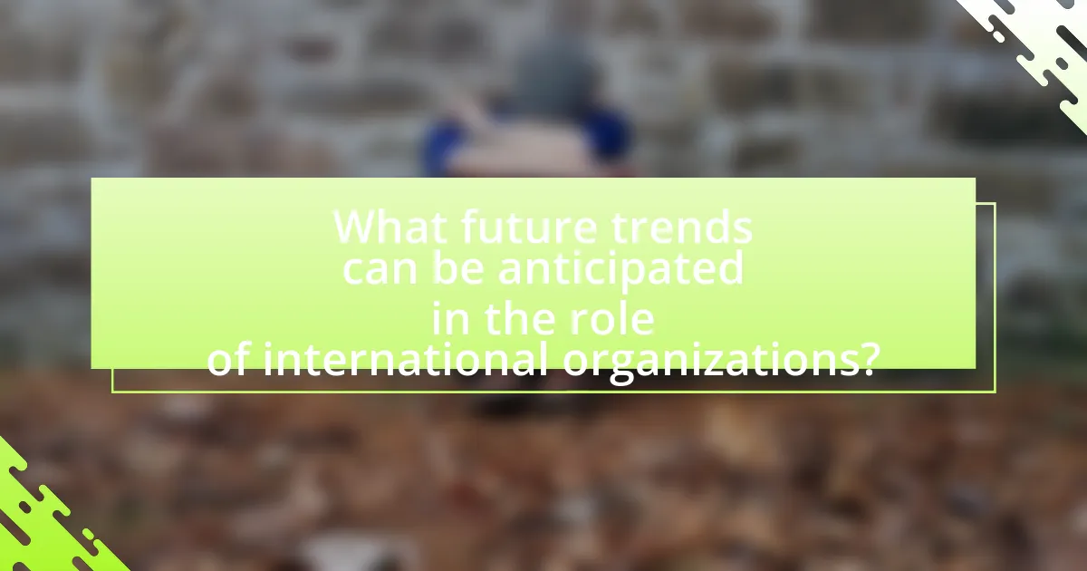 What future trends can be anticipated in the role of international organizations?