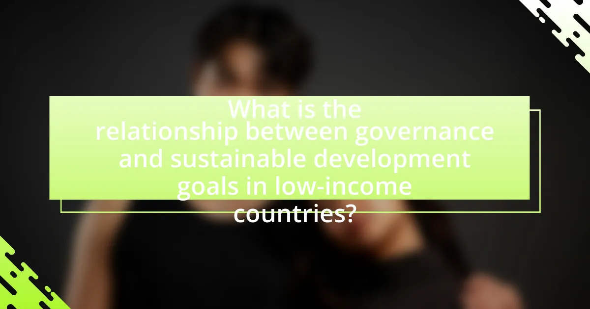 What is the relationship between governance and sustainable development goals in low-income countries?