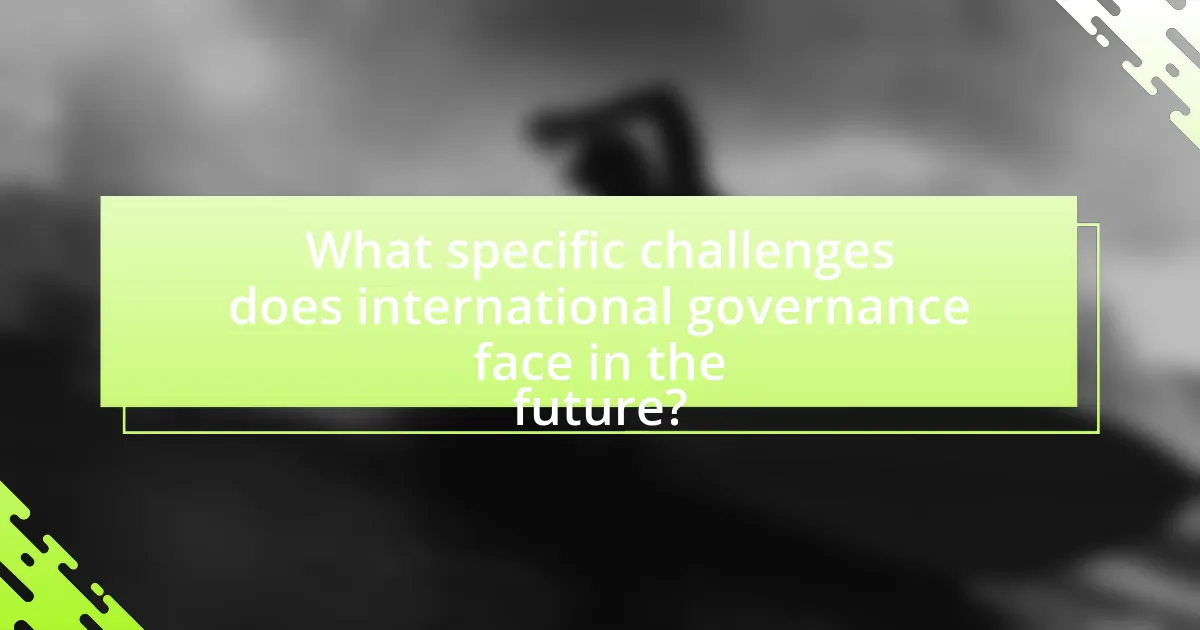 What specific challenges does international governance face in the future?